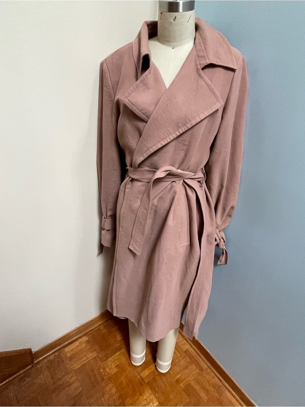 RW & CO Dusty Rose Wrap Trench Coat size M